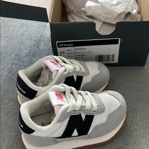 New Balance 237 Kids' White, Gray, and Black Sneakers